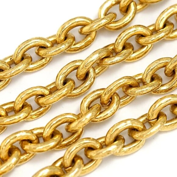 CHANEL CC Logo Round Vintage Necklace 26" Gold Tone 94A Auth e1123-1 - Picture 5 of 7